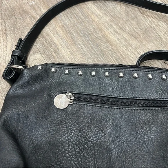 Black Studded Leather Shoulder Bag - Picture 2 of 4